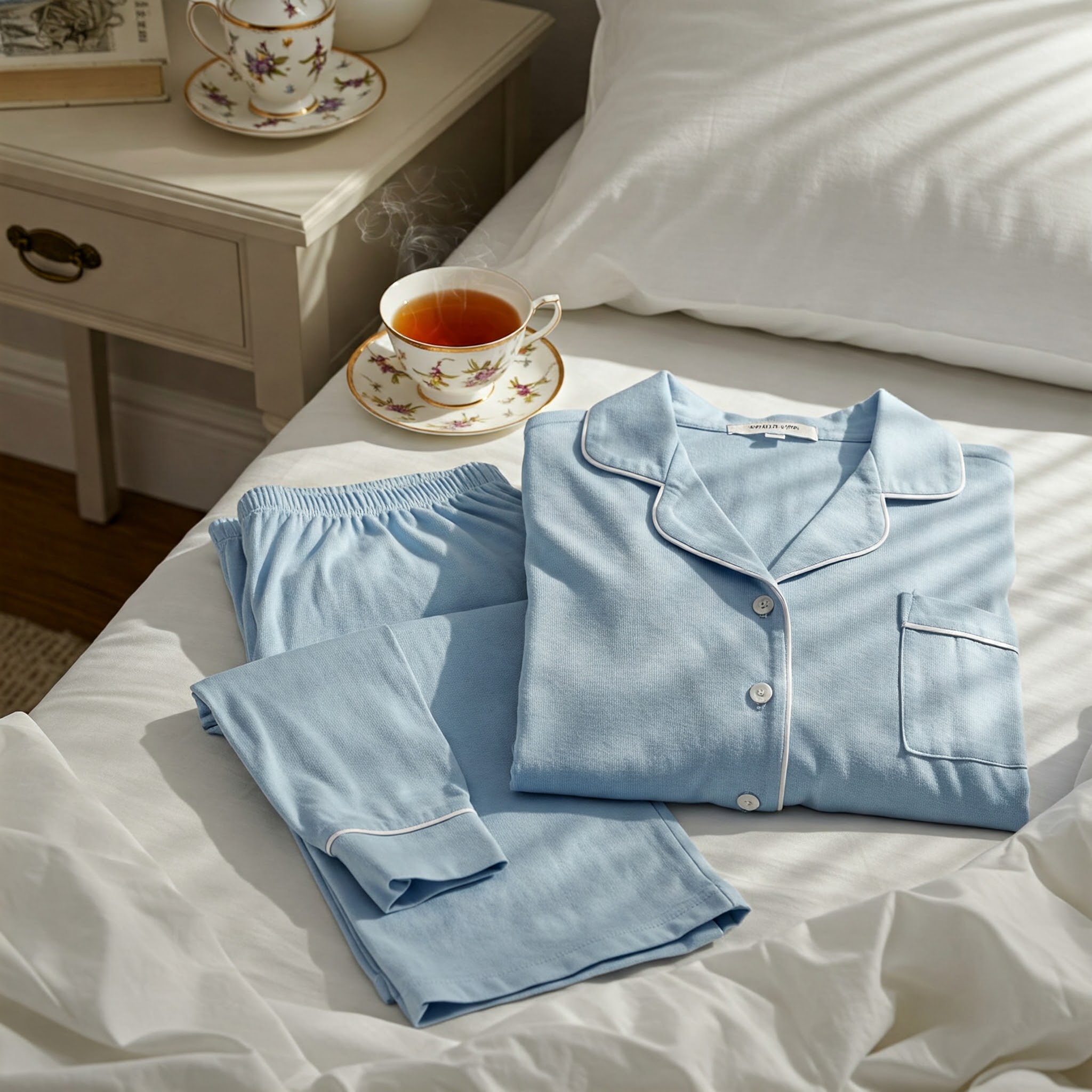 Comfortable and breathable cotton pajama set for a cozy night’s sleep.