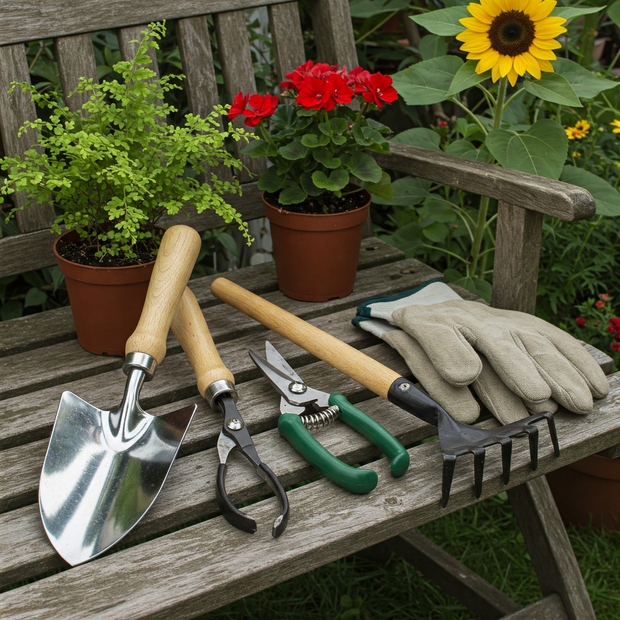 Durable gardening tool set with ergonomic handles