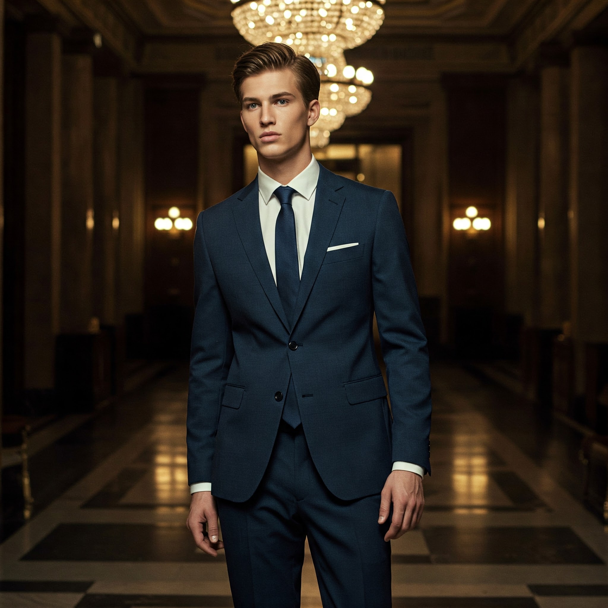 Elegant men’s slim-fit suit for business and formal occasions.