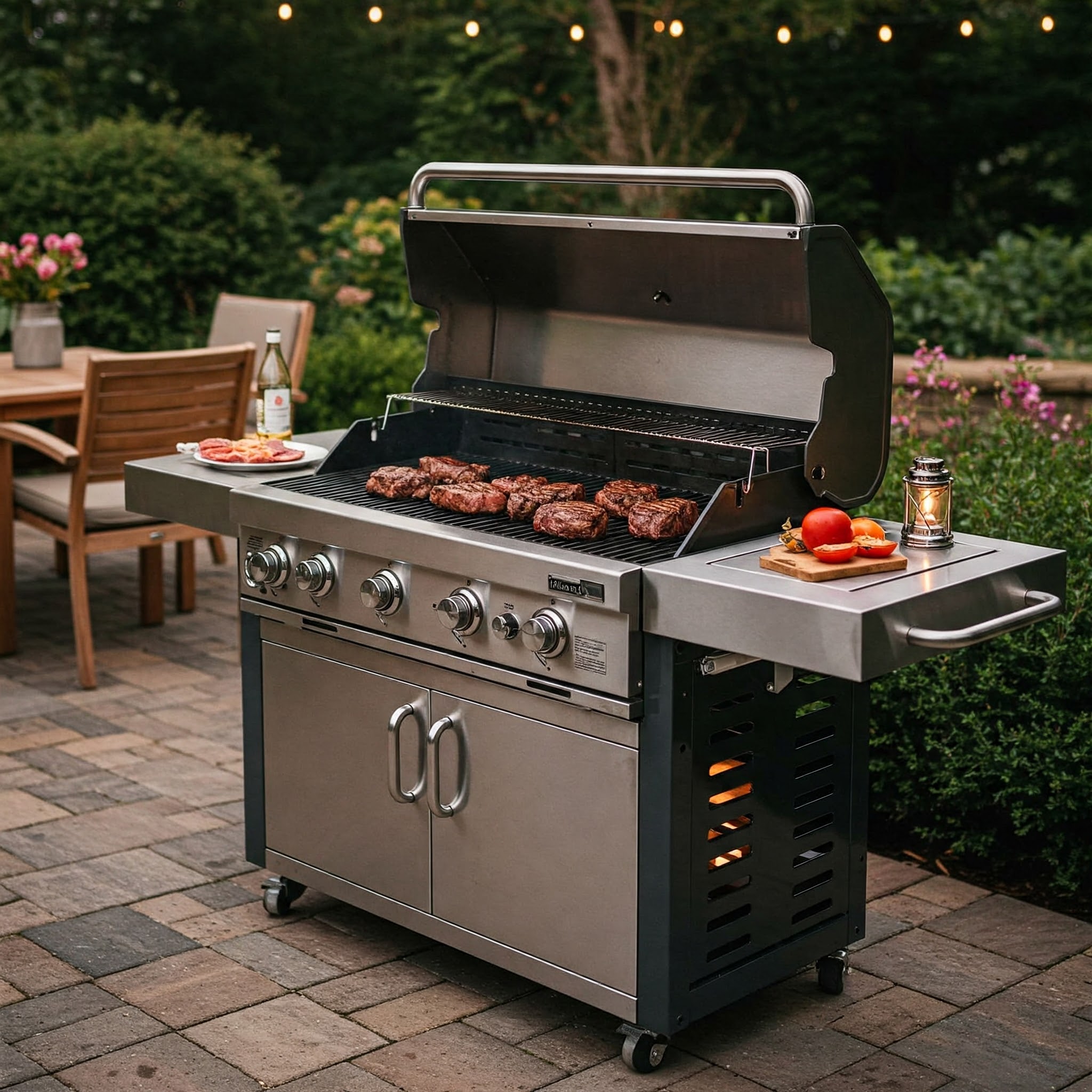 High-quality stainless steel gas grill with multiple burners