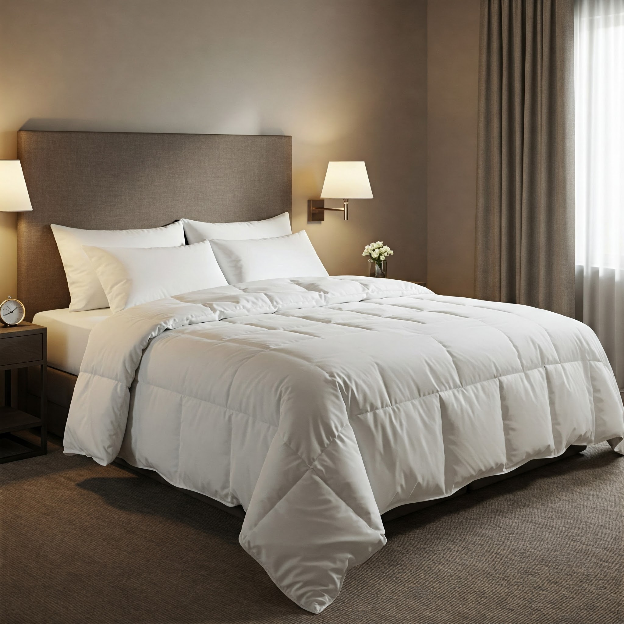 Soft and breathable down comforter for warmth and ultimate sleeping comfort.