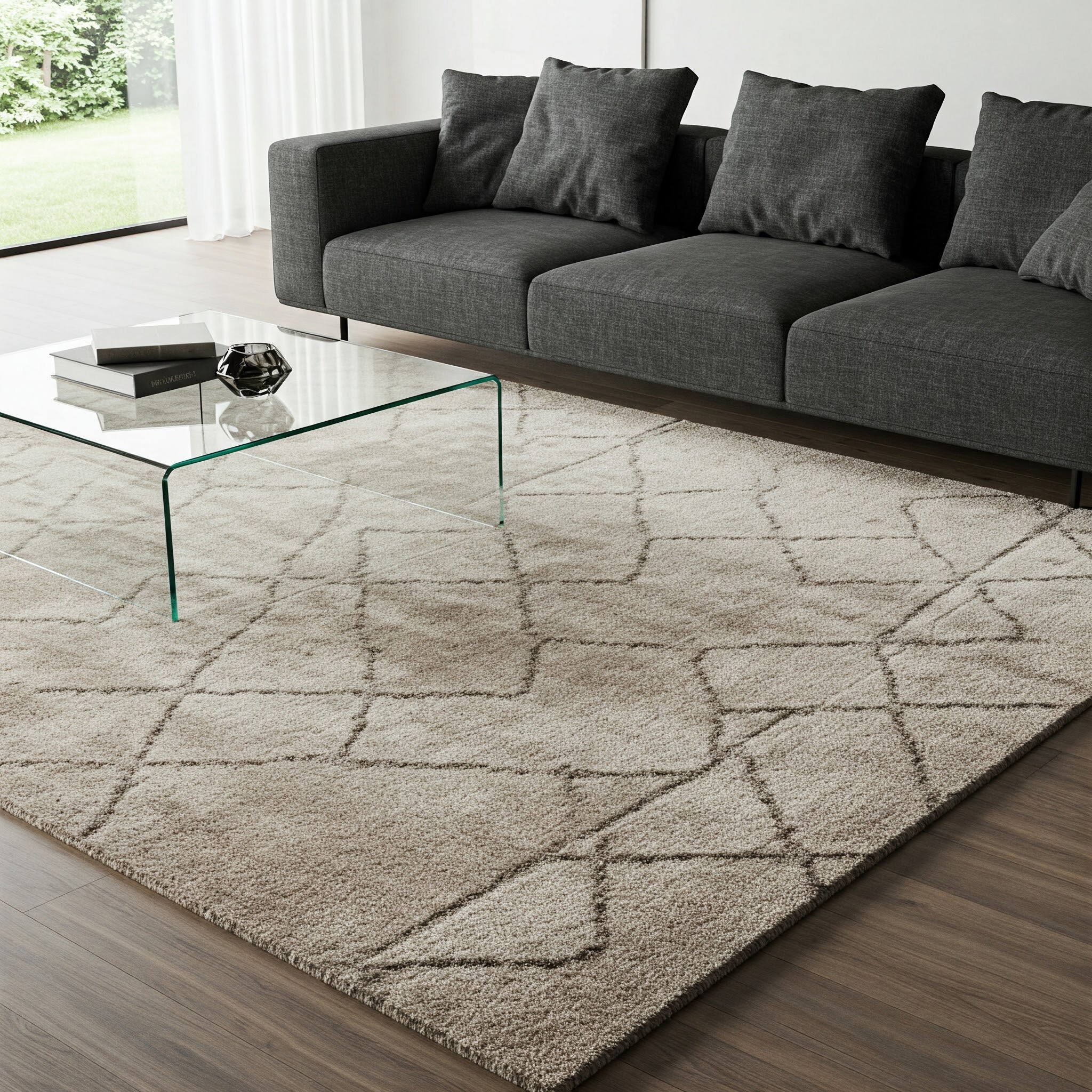 Soft and stylish area rug with a geometric pattern for cozy home decor.