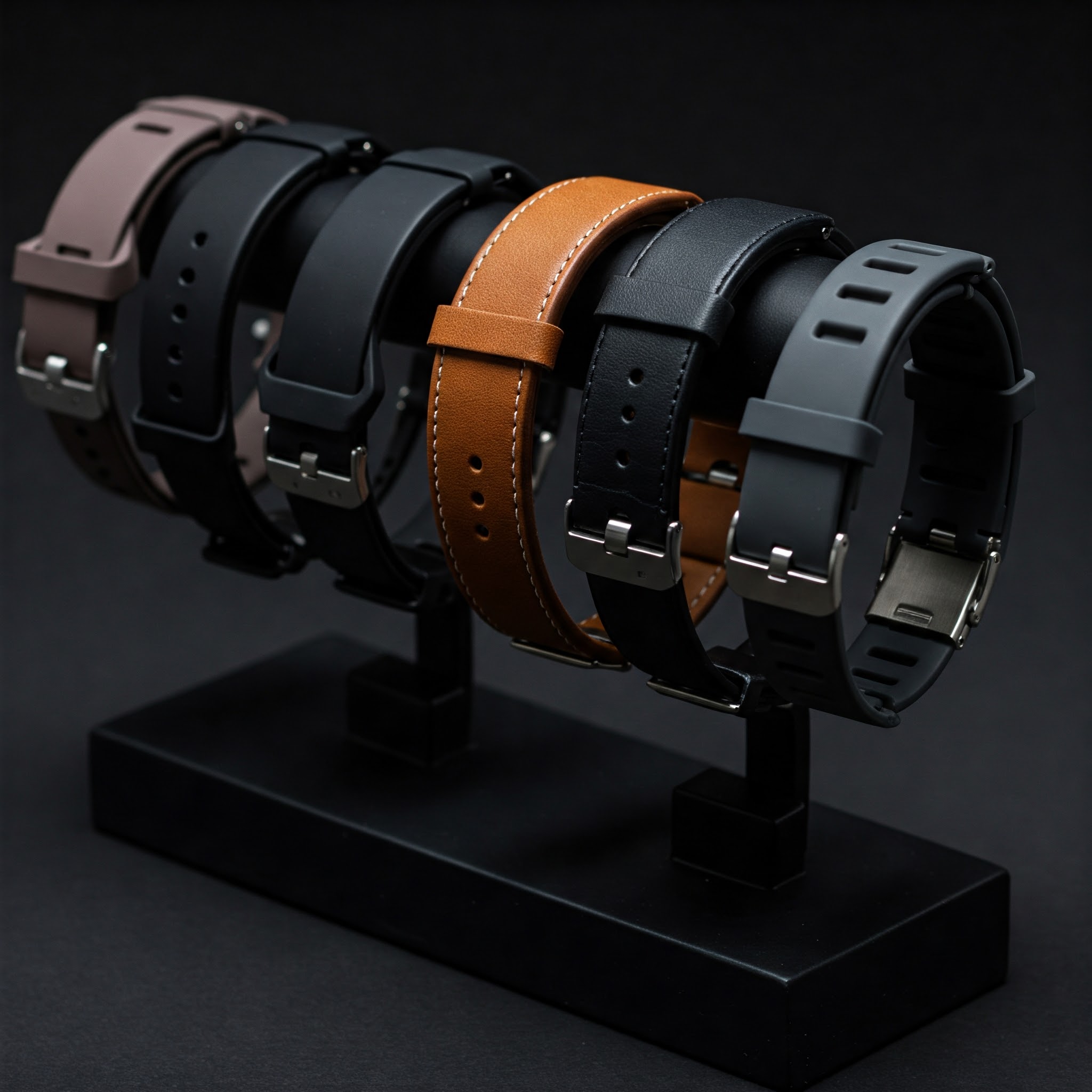 Stylish and durable smartwatch straps in multiple materials for a personalized look.