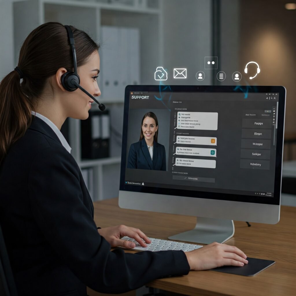 Business customer support interaction 