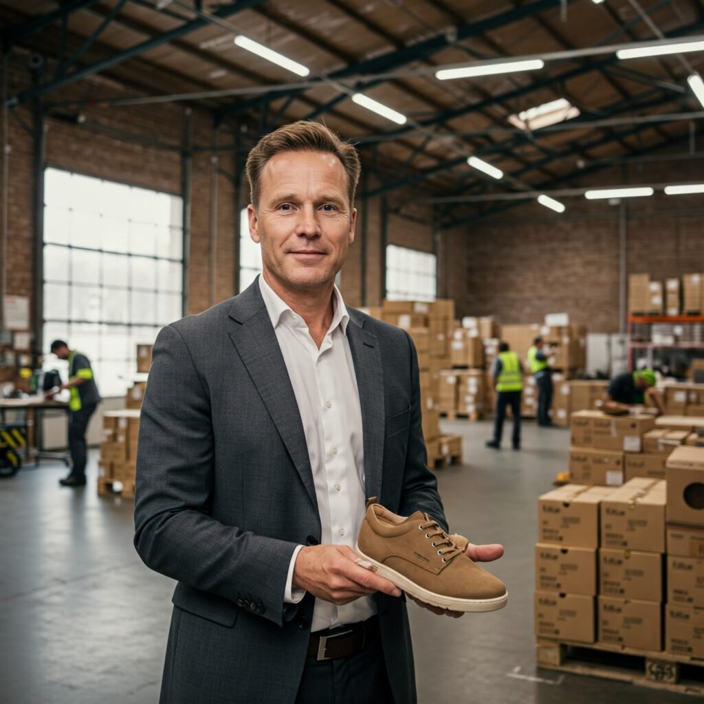 Business owner inspecting goods ready for distribution