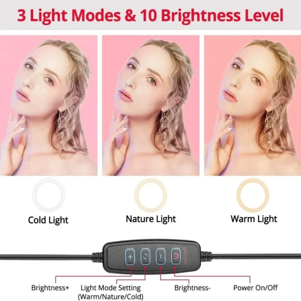 Foldable LED Ring Light with Phone Stand - Image 2