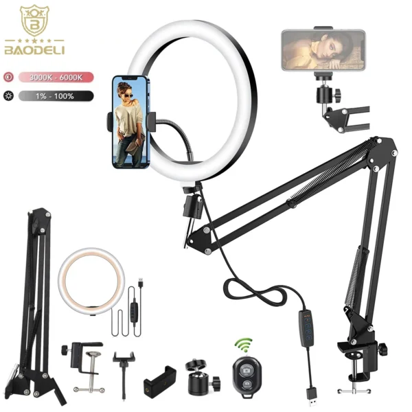 Foldable LED Ring Light with Phone Stand