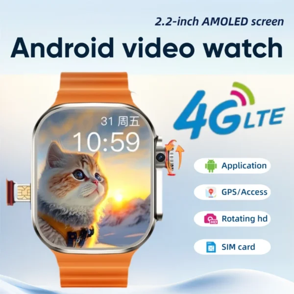 CDS9 Pro 4G Smartwatch - GPS, WiFi, 256GB, Rotating Camera | Heart Rate & All-Network Support