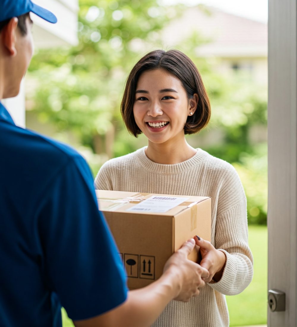 Choose an image of a person receiving a package on ZikoSwift